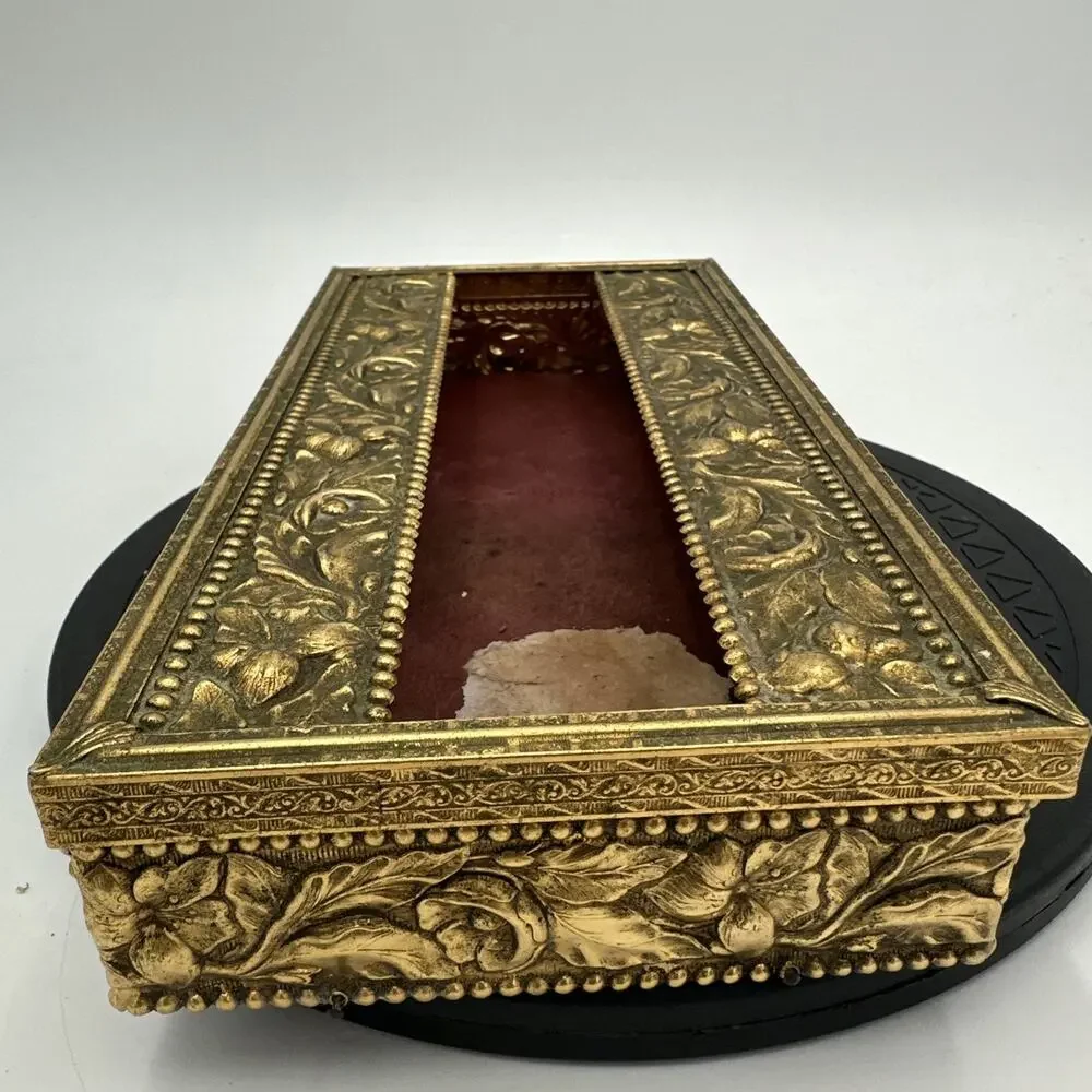Vintage Stylebuilt Ornate Hollywood Regency Brass Filigree Tissue Box Cover